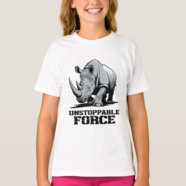 Camiseta Rinoceronte inseparável: Força e potência liberado (Frente)