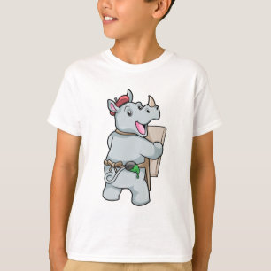 Camiseta Rinoceronte pintando com Cores