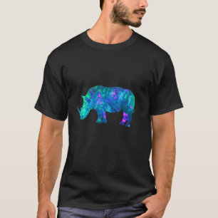 Camiseta Rinoceronte Violeta Azul-Ciano Para Animais