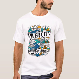 Camiseta Rio Cidade Edmonton Alberta Panorama Pontos Turíst