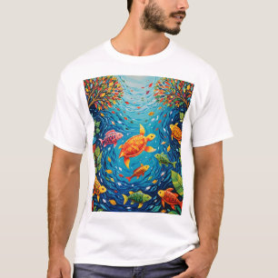 Camiseta Rio da Vida - Arte das Engordas com Peixes, Pássar