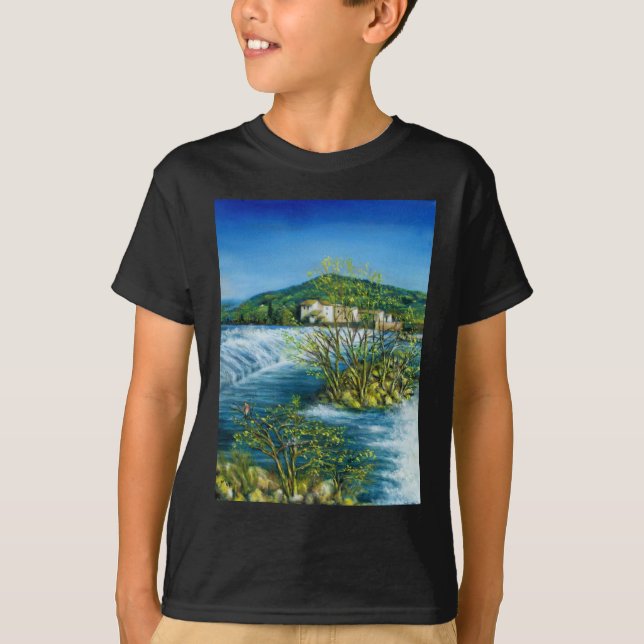 Camiseta RIO DE ARNO NA Paisagem Toscana ROVEZZANO Florence (Frente)