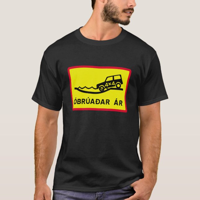 Camiseta Rio de Unbridged, sinal de tráfego, Islândia (Frente)