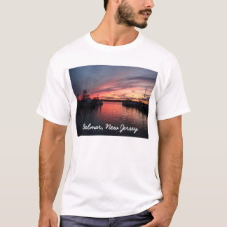 Camiseta Rio do tubarão dos barcos do porto do por do sol
