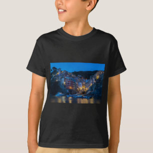 Camiseta Riomaggiore à noite Cinque Terre Liguria Itália