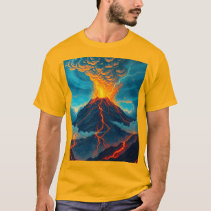 Camiseta rios de lava fluindo por montanhas jagues