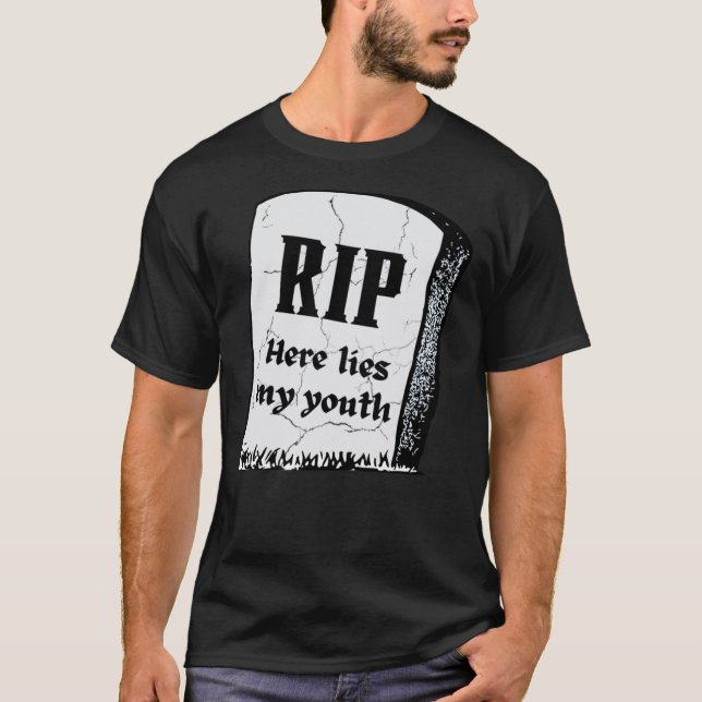 Camiseta RIP Aqui Mente Minha Morte Juvenil Ao Meu Nascimen (Frente)