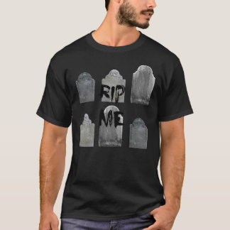 Camiseta RIP Me Seis Graves Cabeça Design com Pedra