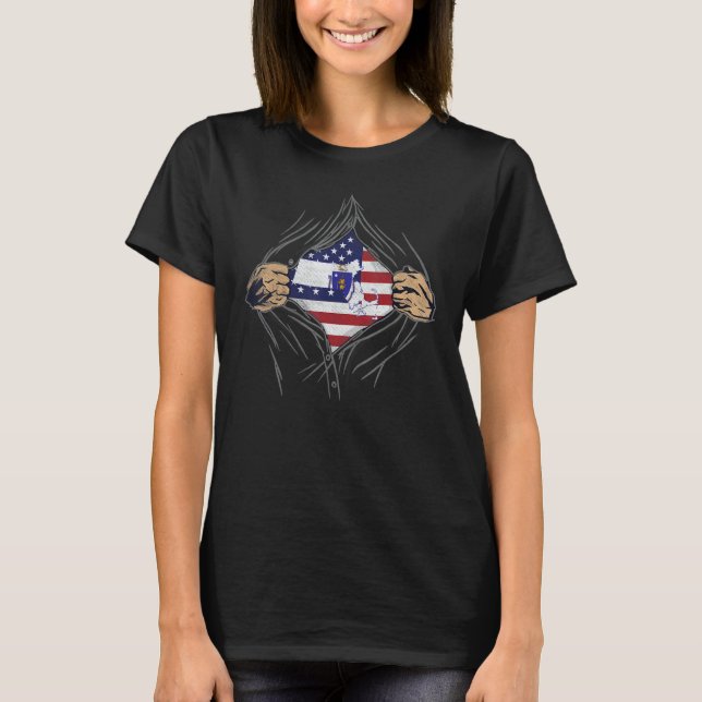 Camiseta Rip Reveal US Citizen Proud America State Flag Mas (Frente)