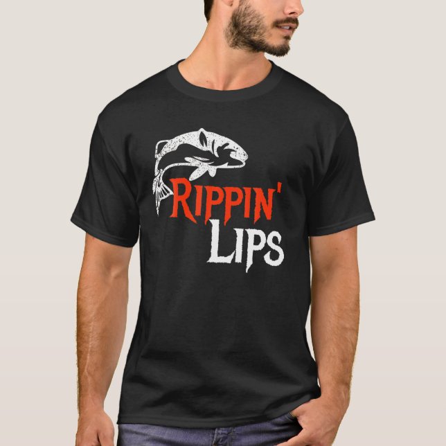 Camiseta Rippin Lips Fishing Fisherman Angler Bass Walleye (Frente)