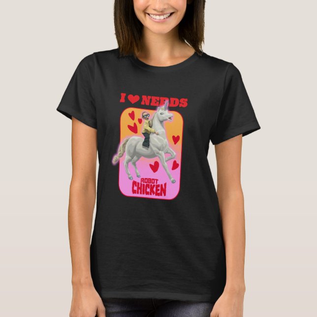 Camiseta Ripple Junction x Robot Chicken Eu Amo Nerds Monta (Frente)