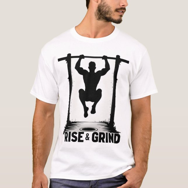 Camiseta Rise & Grind | Intense Calisthenics Pull-Up Silhou (Frente)