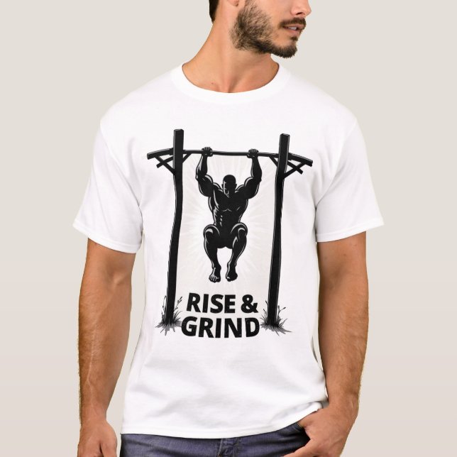 Camiseta Rise & Grind | Powerful Pull-Up Calisthenics (Frente)