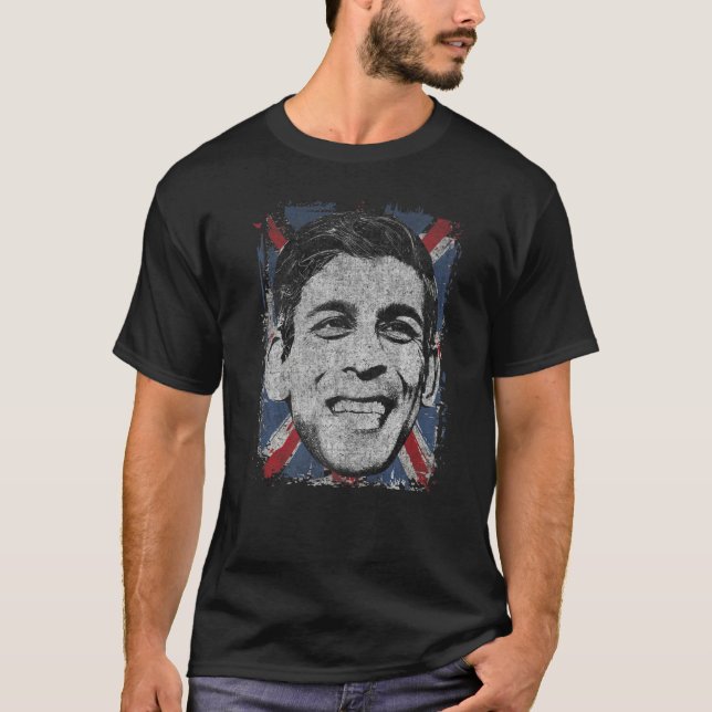Camiseta Rishi Sunak Primeiro-Ministro britânico Stencil Ar (Frente)