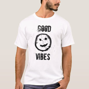 Camiseta Riso Divertido Boas vibrações Rosto Sorridente Tex