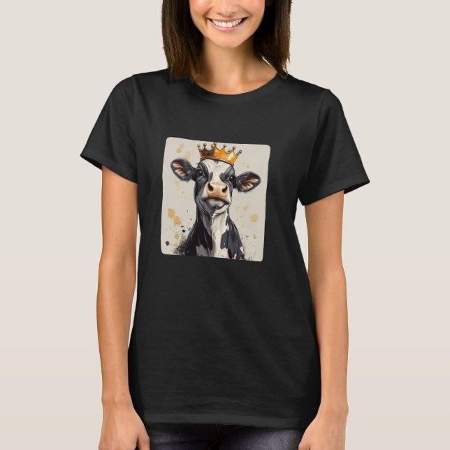 Camiseta Risos Dignos de Coroa Design de Vaca Engraçado (Frente)