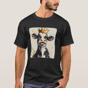 Camiseta Risos Dignos de Coroa Design de Vaca Engraçado