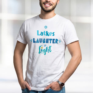Camiseta Risos Risos Típica Azul Claro Diversão de Hanukkah