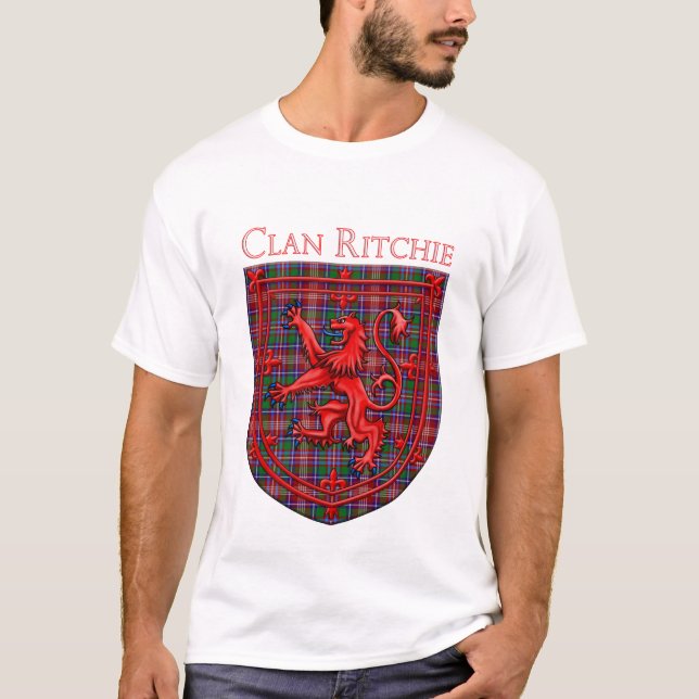 Camiseta Ritchie Tartan Scottish Xadrez Lion Rampant (Frente)