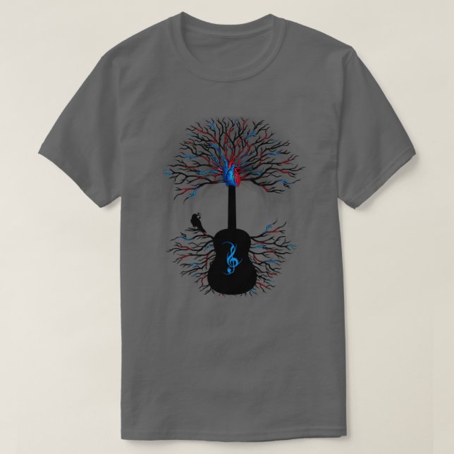 Camiseta Ritmos da arte da guitarra surreal do Coração (Frente do Design)