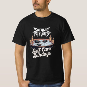Camiseta Rituais Satânicos Cuidam Próprios Domingos