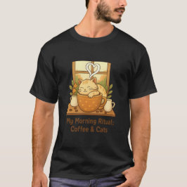 Camiseta Ritual da Boa Manhã: Café, Gatos e Vibrações Aconc