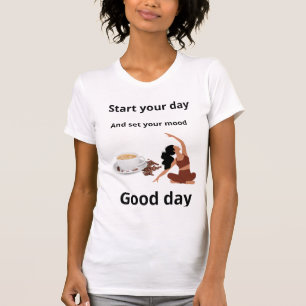 Camiseta Ritual da Manhã Serena: Café e Yoga na Terra