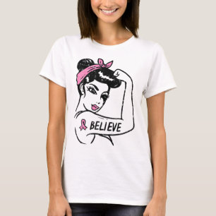 Camiseta Riveter Acredite em Awarenes do Cancer da Fita Ros