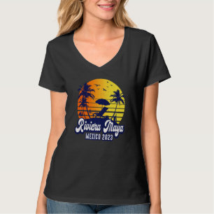 Camiseta Riviera Maya 2023 México Praia do Pôr do Sol Retro