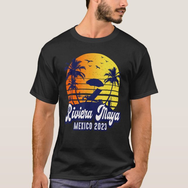 Camiseta Riviera Maya 2023 Mexico Sunset Beach Retro (Frente)