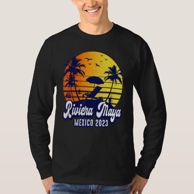 Camiseta Riviera Maya 2023 Mexico Sunset Beach Retro (Frente)