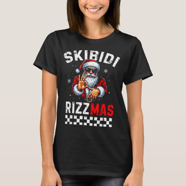 Camiseta Rizz Christmas Santa 6 7 Funny Xmas Skibidi Rizzma (Frente)