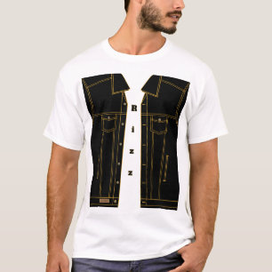 Camiseta Rizz com Jaqueta de Denim Preto Falso