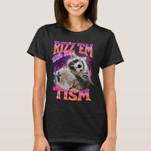Camiseta Rizz Em Com O Tism Meme Guaxinim Autista Engraçado