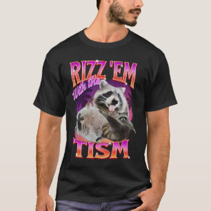 Camiseta Rizz Em Com O Tism Meme Guaxinim Autista Engraçado