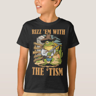 Camiseta Rizz Em Com O Tism Piada Autismo Cowboy Sapo Meme