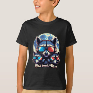 Camiseta Rizz Em Com O Tism Retro Vintage Raccoon Meme A