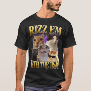 Camiseta Rizz Em Com O Tism Vintage Retro 90s Gato Engraçad
