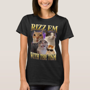 Camiseta Rizz Em Com O Tism Vintage Retro 90s Gato Engraçad