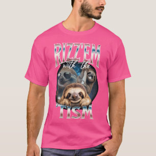 Camiseta Rizz Em Com O Tismo Sloth Autist 90S Bootleg R