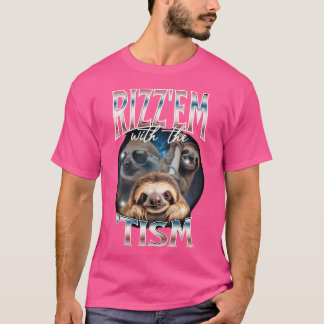 Camiseta Rizz Em Com O Tismo Sloth Autist 90S Bootleg R