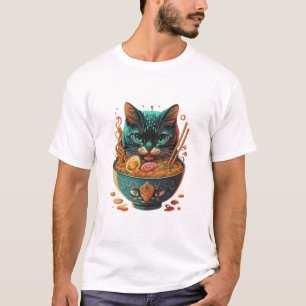 Camiseta Rmen de gato, Ramen comedor de gato, ramen japonês