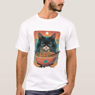 Camiseta Rmen de gato, Ramen comedor de gato, ramen japonês