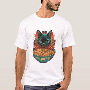 Camiseta Rmen de gato, Ramen comedor de gato, ramen japonês