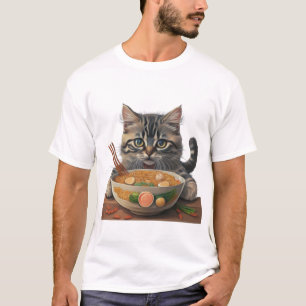 Camiseta Rmen de gato, Ramen comedor de gato, ramen japonês