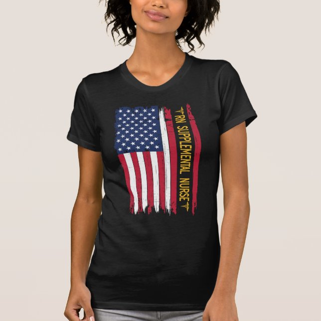 Camiseta Rn Enfermeira Suplementar Bandeira Americana (Frente)
