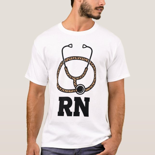 Camiseta RN Estetoscópio Leopardo (Frente)