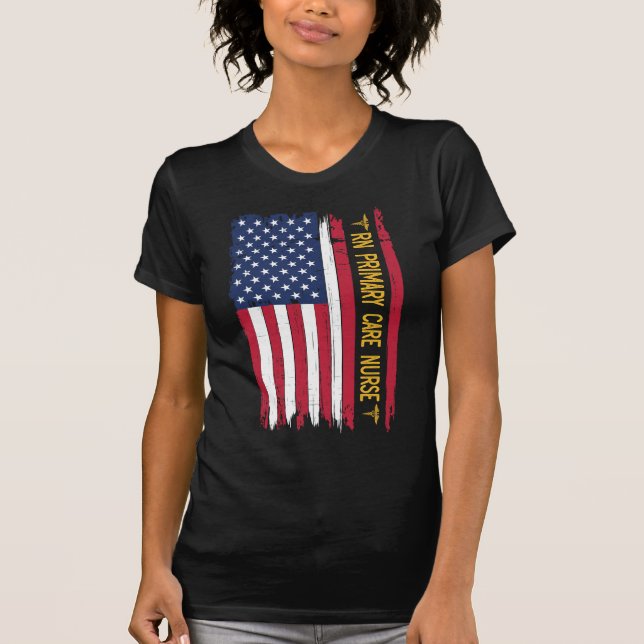 Camiseta Rn Primary Care Nurse American Flag (Frente)