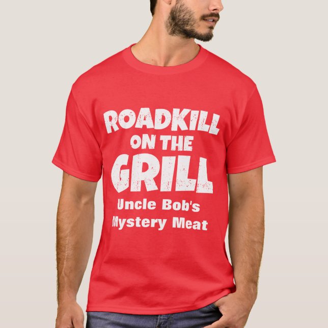 Camiseta Roadkill na grade - carne do mistério do CHURRASCO (Frente)