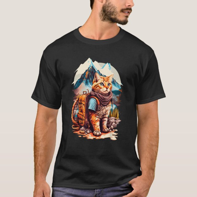 Camiseta Roaming do Design de Backpacking de Gatos Turístic (Frente)